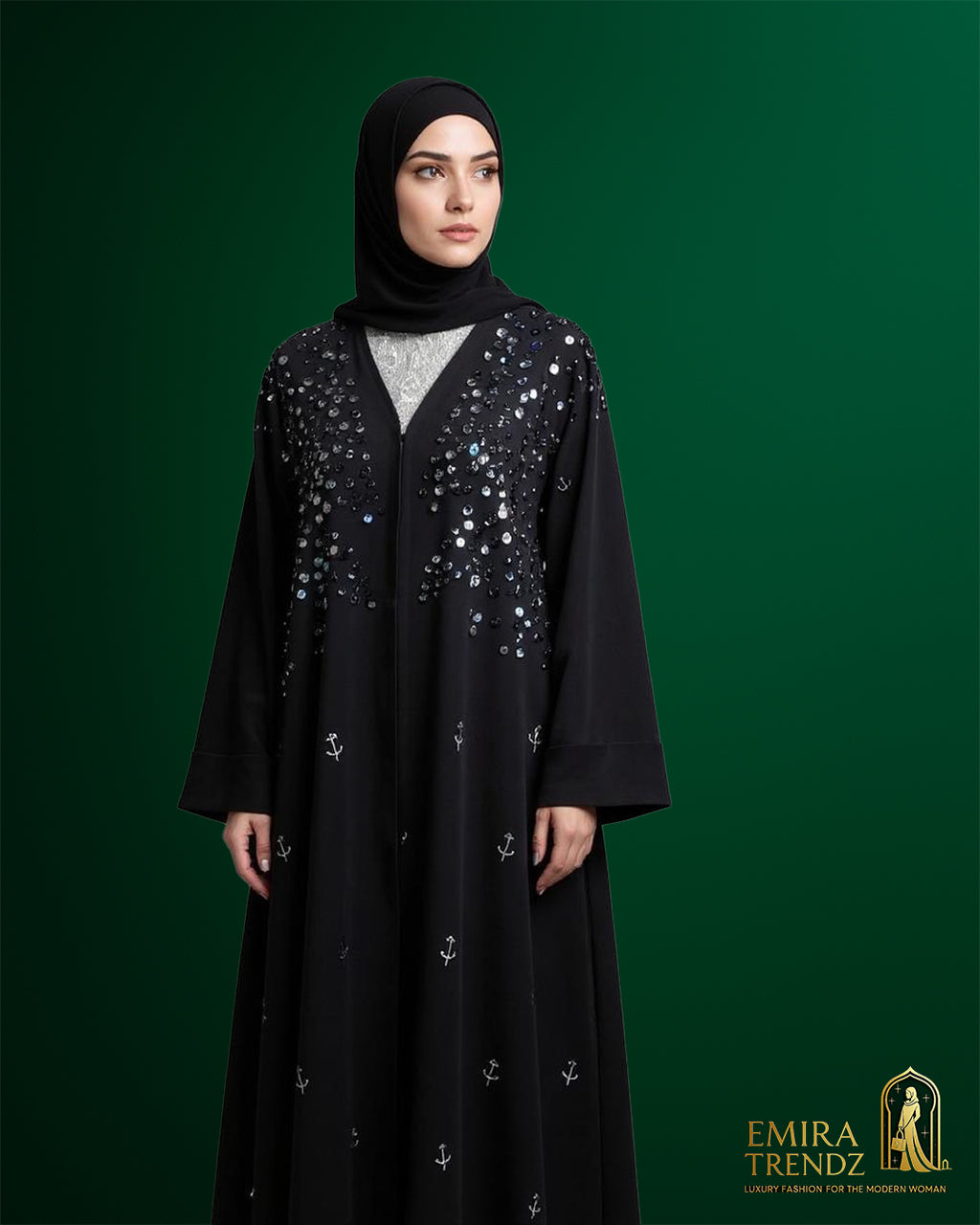 The Shimmering Anchor Abaya: Where Sparkle Meets Steadfast Style