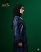 "The Azure Flow Abaya: Modern Artistry Meets Modest Luxury"