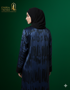 "The Azure Flow Abaya: Modern Artistry Meets Modest Luxury"
